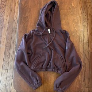 ALO Yoga Dark Brown Cropped Hoodie size small